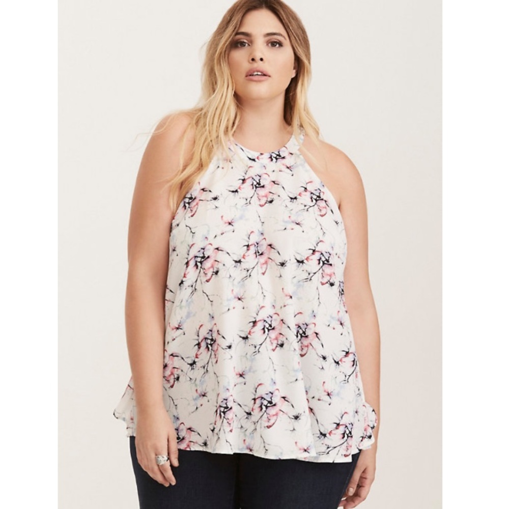 Mock neck ruffle back tank